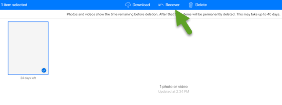 Recover deleted photos from the iCloud