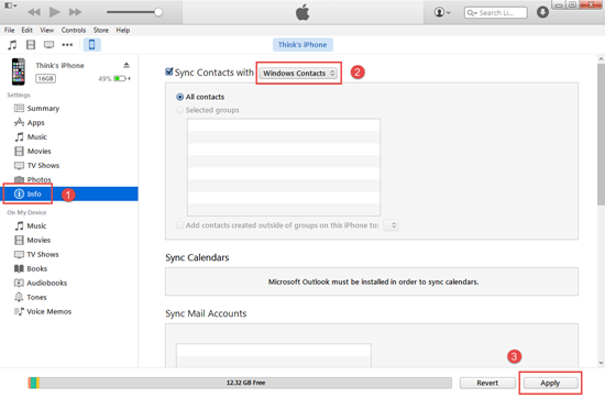iTunes y Gmail (Red requerido)