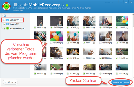 Jihosoft Android datenwiederherstellung