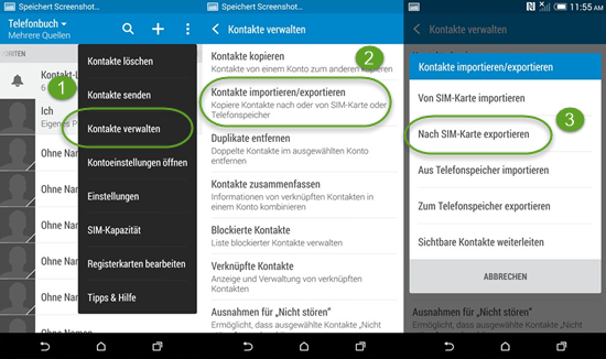 Übertragen Sie Kontakte von Android zu Android über SIM-Karte