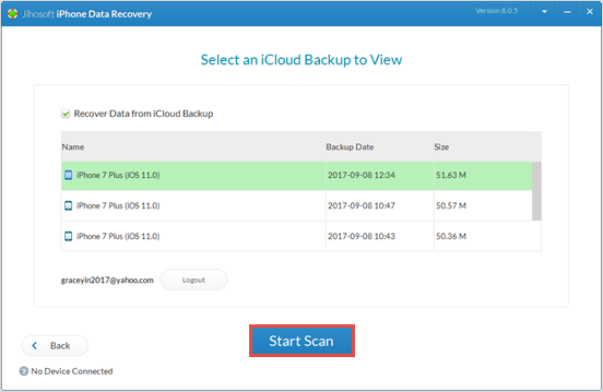 choose an icloud backup file