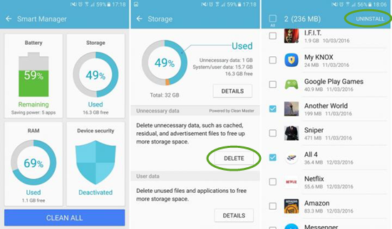 Liberar más espacio de almacenamiento en su Galaxy S7
