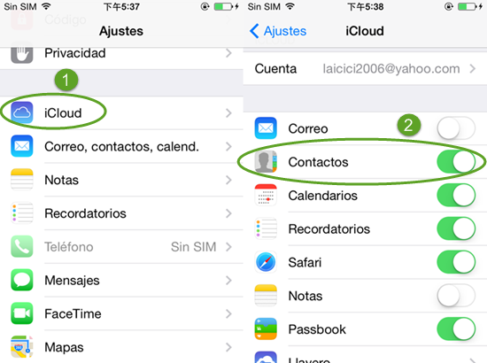 Transferir los Contactos de iPhone a Android a través de iCloud