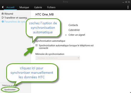 Synchroniser de données avec l'ordinateur