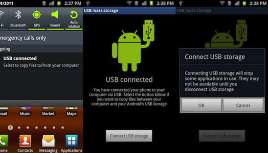 Pour Samsung d'Android 2.1 à 2.3.7