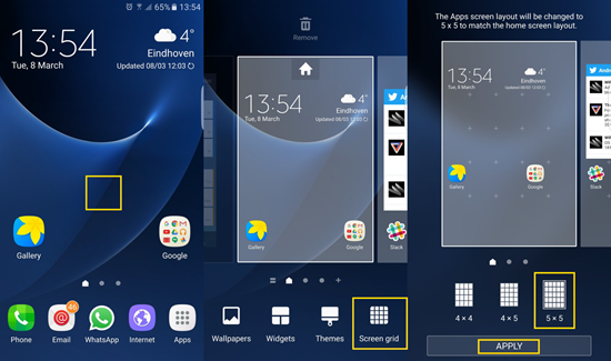 Ajouter plus raccourcis d'applications sur le bureau de Galaxy S7