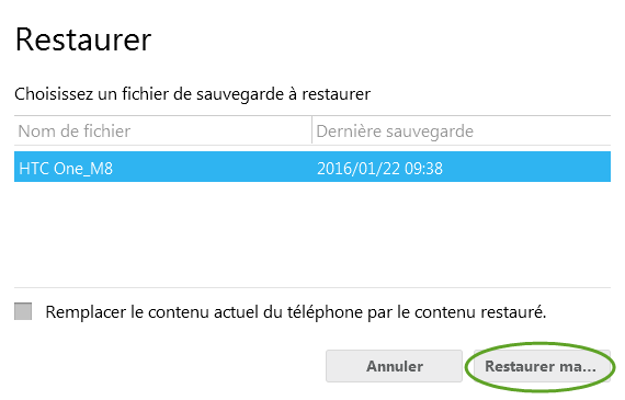 Sauvegarder & Restaurer de Données HTC