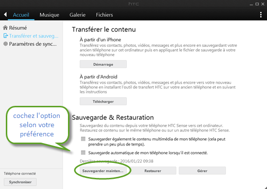 Sauvegarder & Restaurer de Données HTC