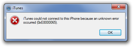Comment réparer une erreur iTunes 0xE8000065?