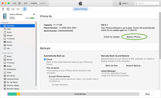 Restaurer les iMessages à partir de sauvegarde d'iTunes