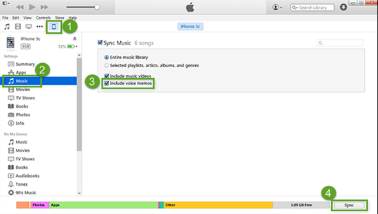 Comment Synchroniser avec Dictaphone iTunes