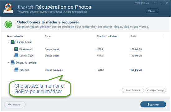 Choisissez Gogro memoire a scanner