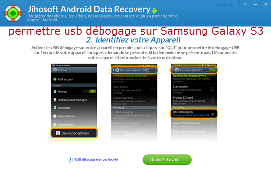 Permettre usb debogage sur Samsung Galaxy s3