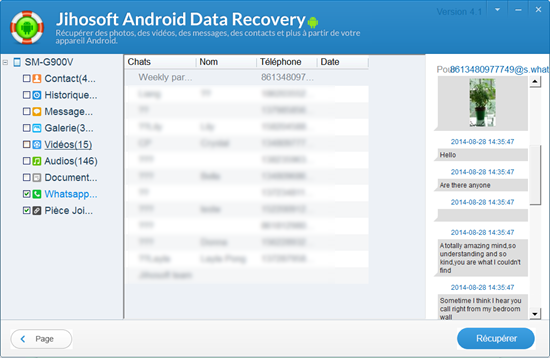 Aperçu et Récupérer des Données sur votre Android