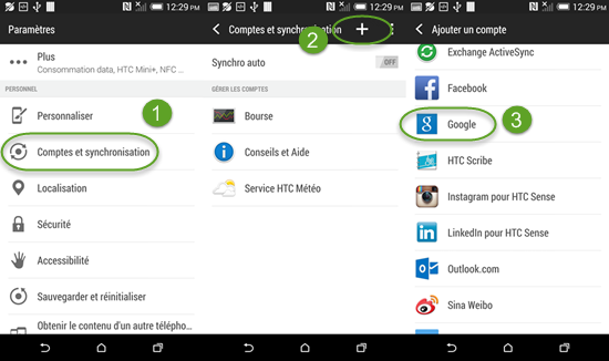 Comment transférer contacts HTC vers Samsung Galaxy