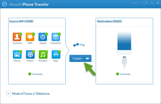 One Clic pour Transférer les Contacts entre Samsung Galaxy et Sony Xperia