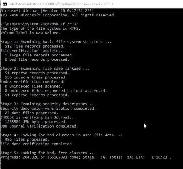 Exécuter CHKDSK Scan