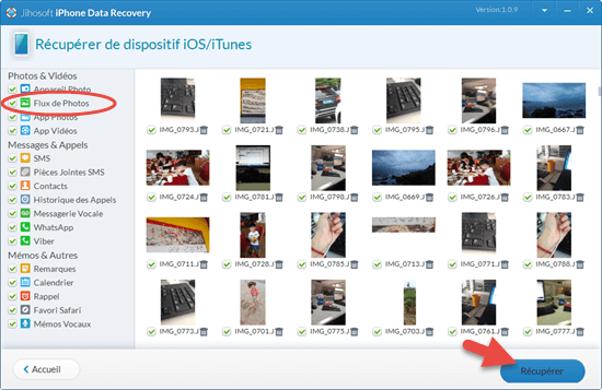 Récupérez les photos supprimées de l'iPhone par le logiciel