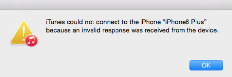 iTunes no ha podido conectar con el iphone porque se recibió una respuesta no valida del dispositivo.