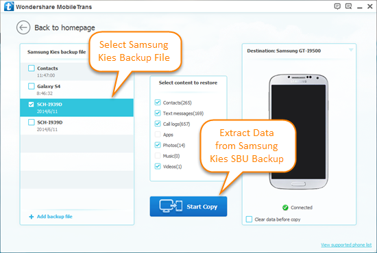 Cómo extraer contactos, mensajes, fotos, etc. del archivo de copia de seguridad de Samsung Kies