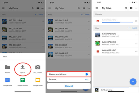 Convertir HEIC en JPG avec Google Drive