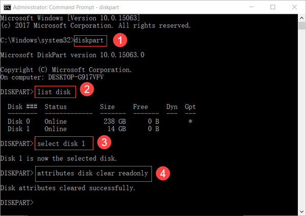 Remove Write Protection from USB with Diskpart Command Line