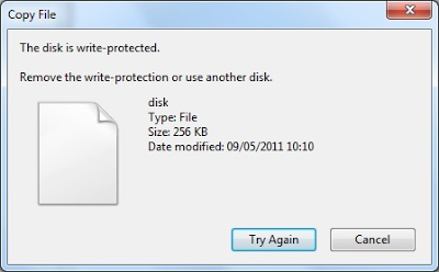 The Disk is Write Protected.