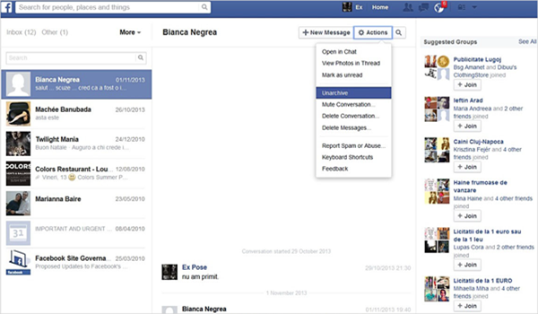 Restore Deleted Facebook Messages from Archived Conversation