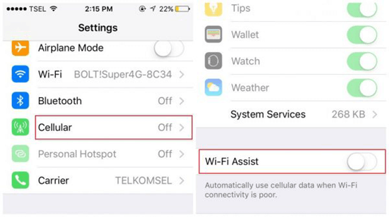 Conmutar Asistencia para Wi-Fi 