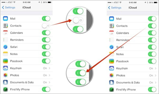 Deaktivieren und aktivieren Sie die Option Kontakte in iCloud