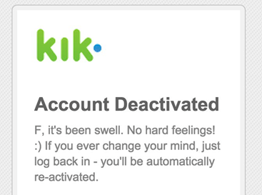 Desactivar la cuenta Kik por un tiempo