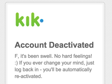 Comment désactiver le compte Kik pendant un certain temps