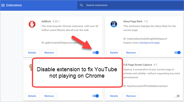 Disable Add-ons on Chrome