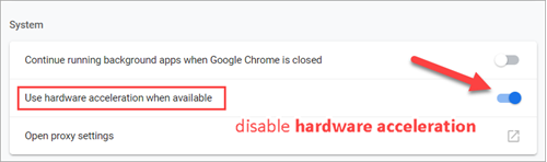 Disable hardware acceleration on Chrome