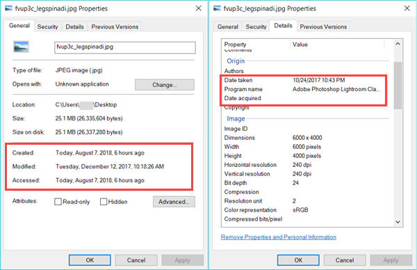 Timestamp Types of a File