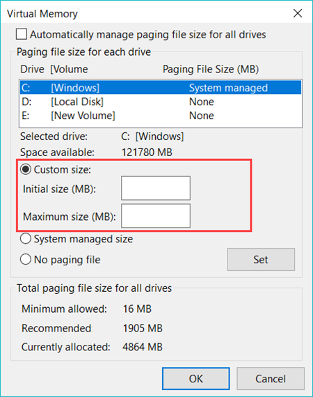 Optimize Windows 10 Virtual Memory.