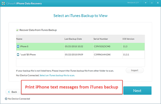 Imprimer des messages iPhone dans la sauvegarde iCloud / iTunes