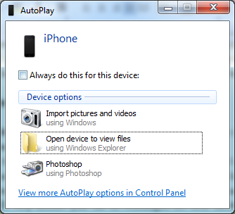 iPhone Fotos über Windows AutoPlay übertragen