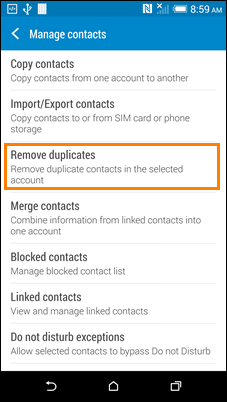 Fusionner des contacts en double avec l'application Contacts Android intégrée