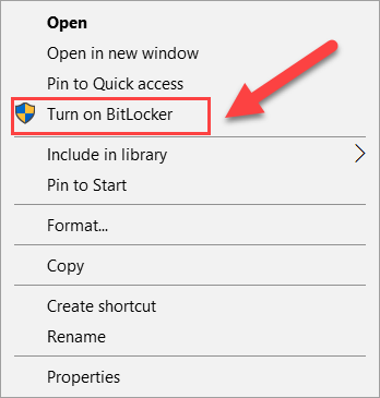 Turn on BitLocker option
