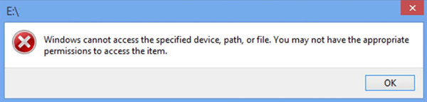 Windows Cannot Access the Specified Device, Path or File.