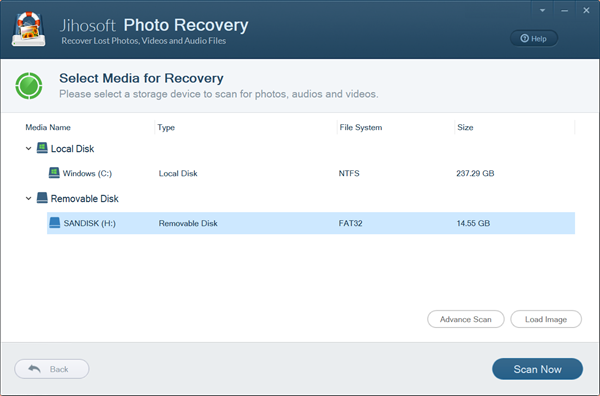 Select a Storage Partition for Scanning