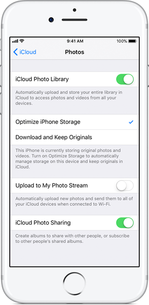 Beenden des iCloud Fotobibliotheks-Dienstes