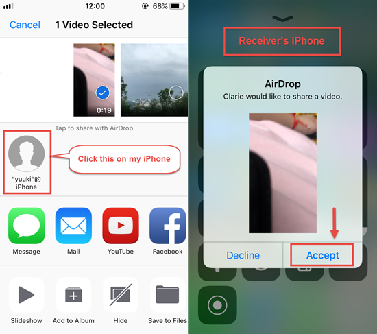 Étapes pour envoyer de vidéos lourdes à partir d'un iPhone via AirDrop