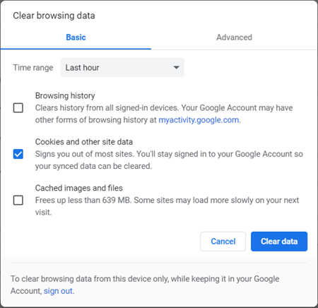 Fix YouTube “An error occurred” by Clear Browsing Data