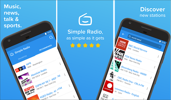 Simple Radio is best Radio Apps for Android to Stream Online Music.