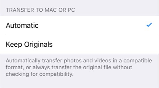 Convertir automatiquement les photos HEIC en JPEG lors du transfert vers un PC
