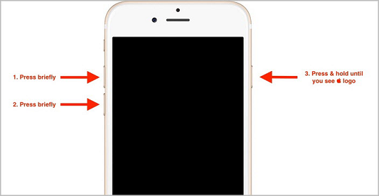 Forcer le redémarrage de l'iPhone X 8 ou de l'iPad