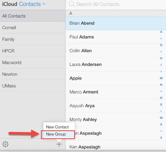 Crear grupos de contactos en iPhone a través de iCloud