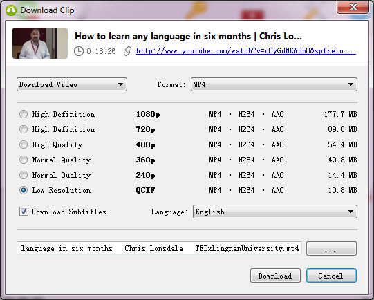 4K Video Downloader, YouTube Untertitel herunterzuladen